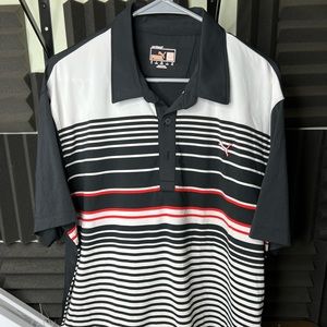 Puma Golf Men’s Polo Shirt XL Dry Cell Black / White Striped